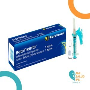 BETATREINTA BETAMETASONA DIPROPIONATO 5MG, BETAMETASONA FOSFATO 2MG SUSPENSION INYECTABLE * 1ML EUROFARMA