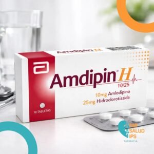 AMDIPIN H AMLODIPINO 10MG, HIDROCLOROTIAZIDA 25MG C*10 TABLETAS ABBOTT
