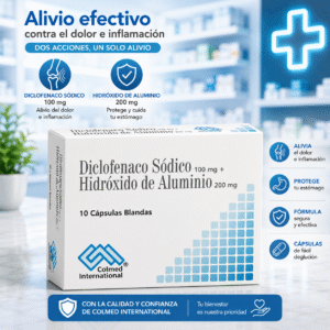 DICLOFENACO SODICO 100MG, HIDROXIDO DE ALUMINIO 200MG C*10 CAPSULAS COLMED